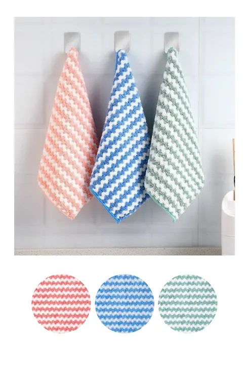 프리미엄 극세사 코랄벨벳 행주, W 줄무늬형, 색상랜덤, 대형, 25cm, 50개 상세 이미지 12