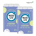깨끗한나라 3겹 데코엠보 더 프라임 롤화장지, 25m, 30롤, 2개