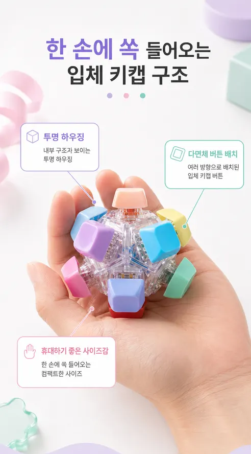 키캡 피젯 큐브, 12구, 블랙투명, 2개 상세 이미지 4
