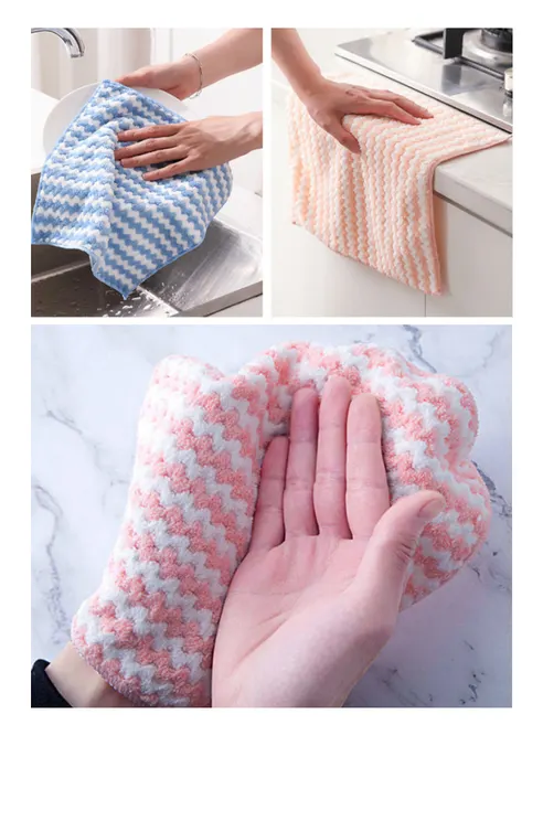 프리미엄 극세사 코랄벨벳 행주, W 줄무늬형, 색상랜덤, 대형, 25cm, 50개 상세 이미지 25