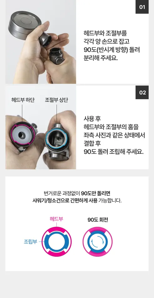 해피달링 온오프 필터 샤워기 헤드 + 필터 5개 세트, 화이트, 1개 상세 이미지 30