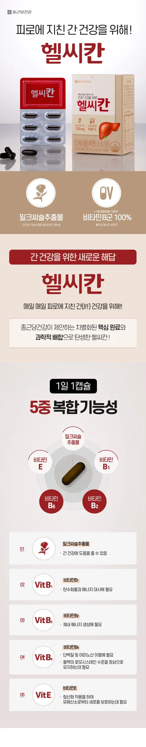 종근당건강 헬씨칸, 750mg, 30캡슐, 6박스 상세 이미지 1