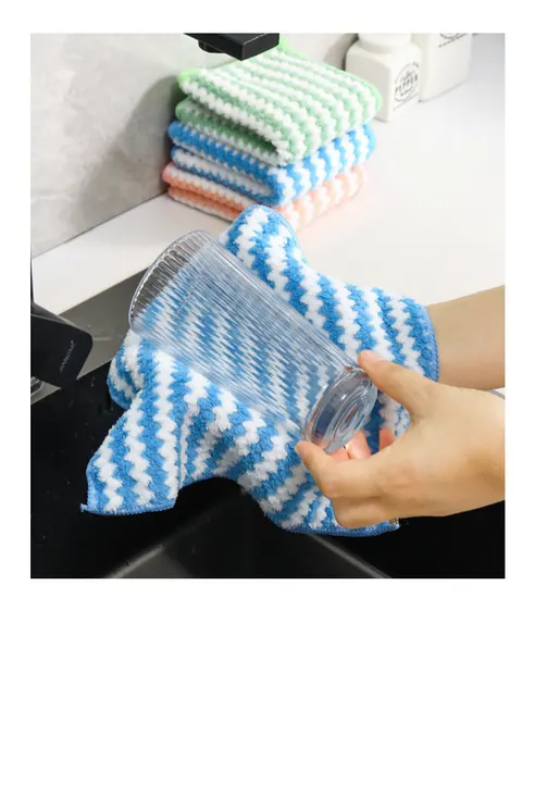 프리미엄 극세사 코랄벨벳 행주, W 줄무늬형, 색상랜덤, 대형, 25cm, 50개 상세 이미지 16