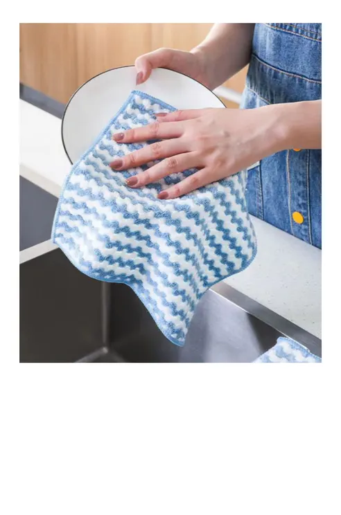 프리미엄 극세사 코랄벨벳 행주, W 줄무늬형, 색상랜덤, 대형, 25cm, 50개 상세 이미지 14