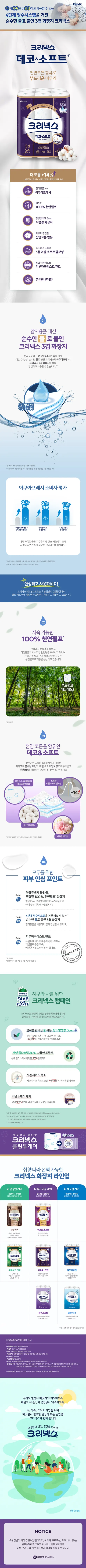 크리넥스 데코&소프트, 3겹, 28m, 24롤, 2팩 상세 이미지 3