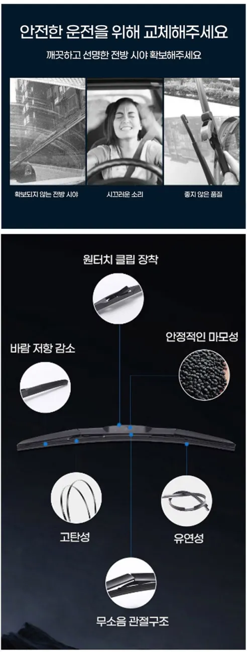 하이브리드 와이퍼, 600mm 2개 + 350mm 2개, 2세트 상세 이미지 3