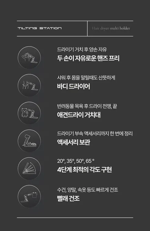 휴스톰 헤어 드라이기, BLDC-2NG, 항공모터, 음이온, 거치대, 그레이, 1개 상세 이미지 17