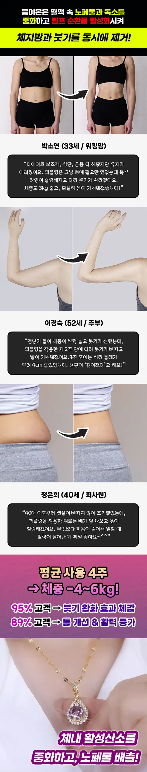 독소 싹 비워주는 디톡스 퍼플링 목걸이, 40cm, 퍼플, 1개 상세 이미지 6