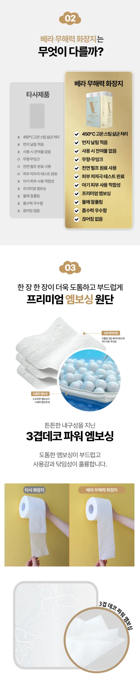 베라 무해력 4ZERO 플러스, 3겹, 30롤, 30m, 2팩 상세 이미지 4