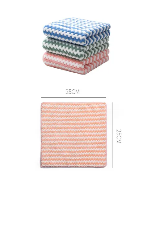 프리미엄 극세사 코랄벨벳 행주, W 줄무늬형, 색상랜덤, 대형, 25cm, 50개 상세 이미지 30