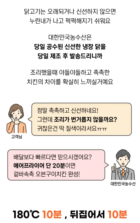 대한민국농수산 에어프라이어 치킨, 한 마리, 1kg, 1개 상세 이미지 11