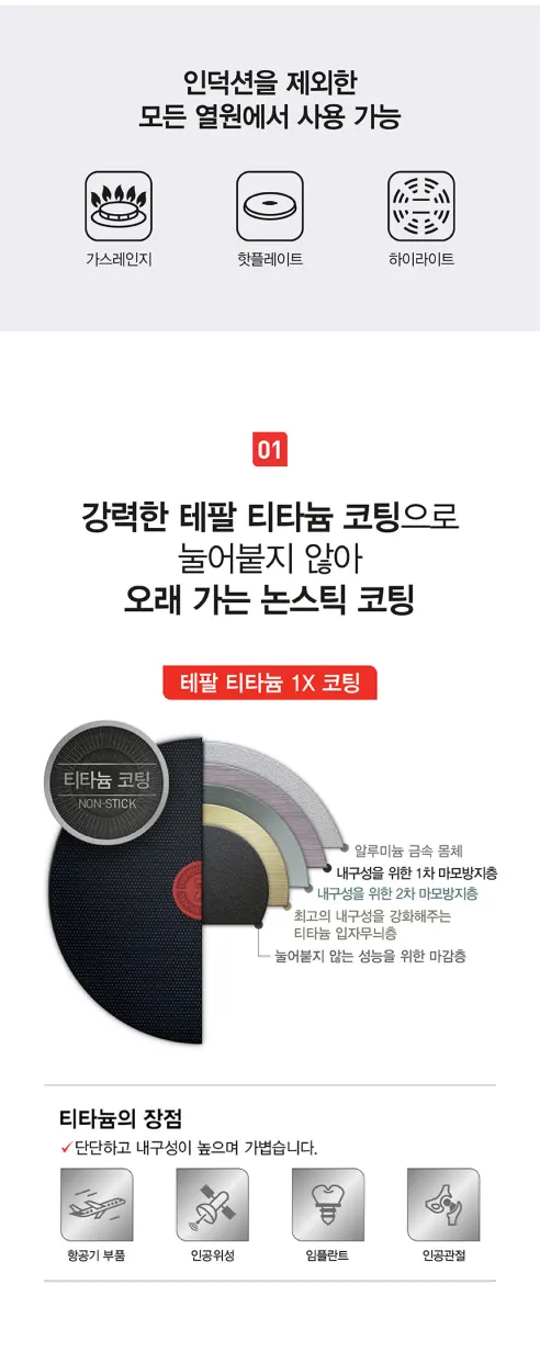 테팔 티타늄 1X 쿡이지 프라이팬, 28cm, 1개 상세 이미지 2
