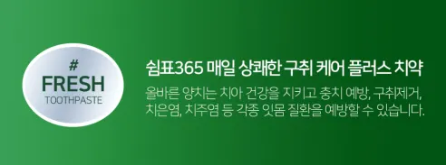 쉼표365 매일 상쾌한 구취케어 플러스 치약, 250g, 4개 상세 이미지 3