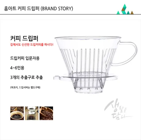 생담 커피 드립퍼, 투명, 4-6인용, 1개 상세 이미지 3