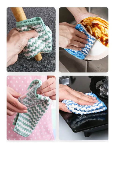 프리미엄 극세사 코랄벨벳 행주, W 줄무늬형, 색상랜덤, 대형, 25cm, 50개 상세 이미지 17
