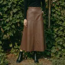 카시바디 FAUX 레더 A라인 스커트, 블랙, 55, 1장