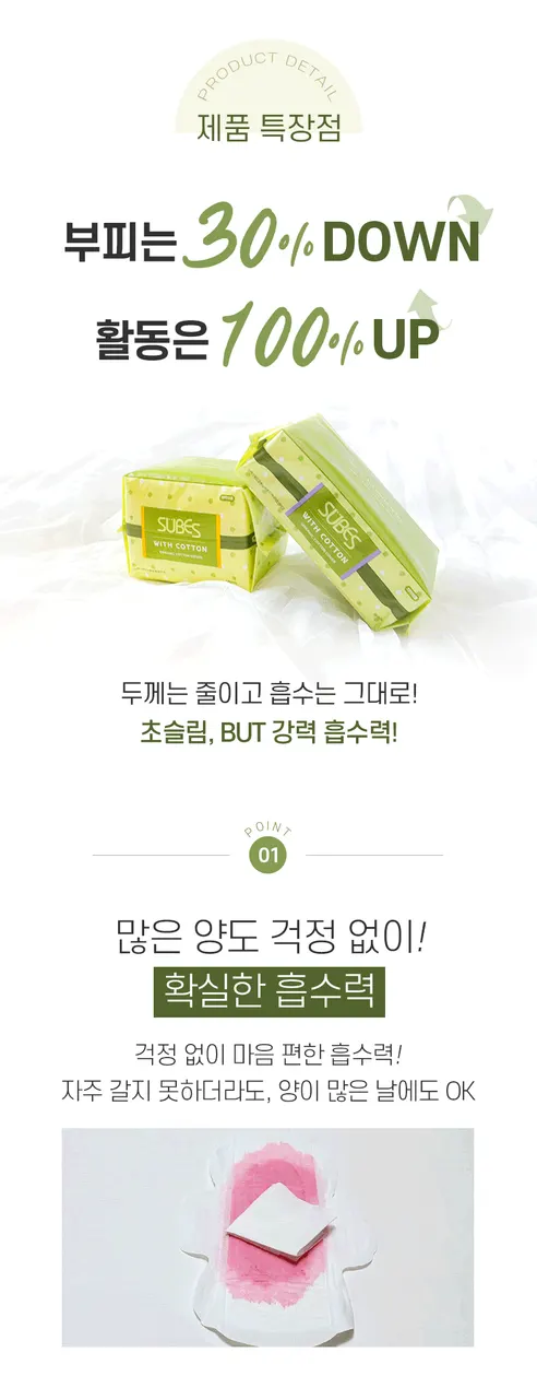 슈베스 위드코튼 유기농 순면커버 생리대, 중형, 14개입, 1팩 상세 이미지 8
