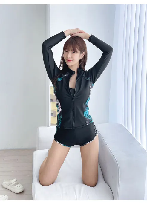 플라워라인 래쉬가드 세트, SW0001, 여성, M, 혼합컬러, 1개 상세 이미지 25