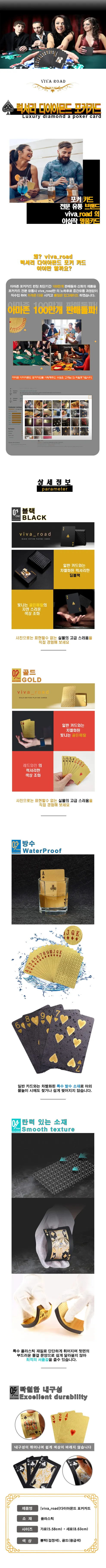 비바로드 다이아몬드 포커 트럼프 카드, 블랙, 1개 상세 이미지 1
