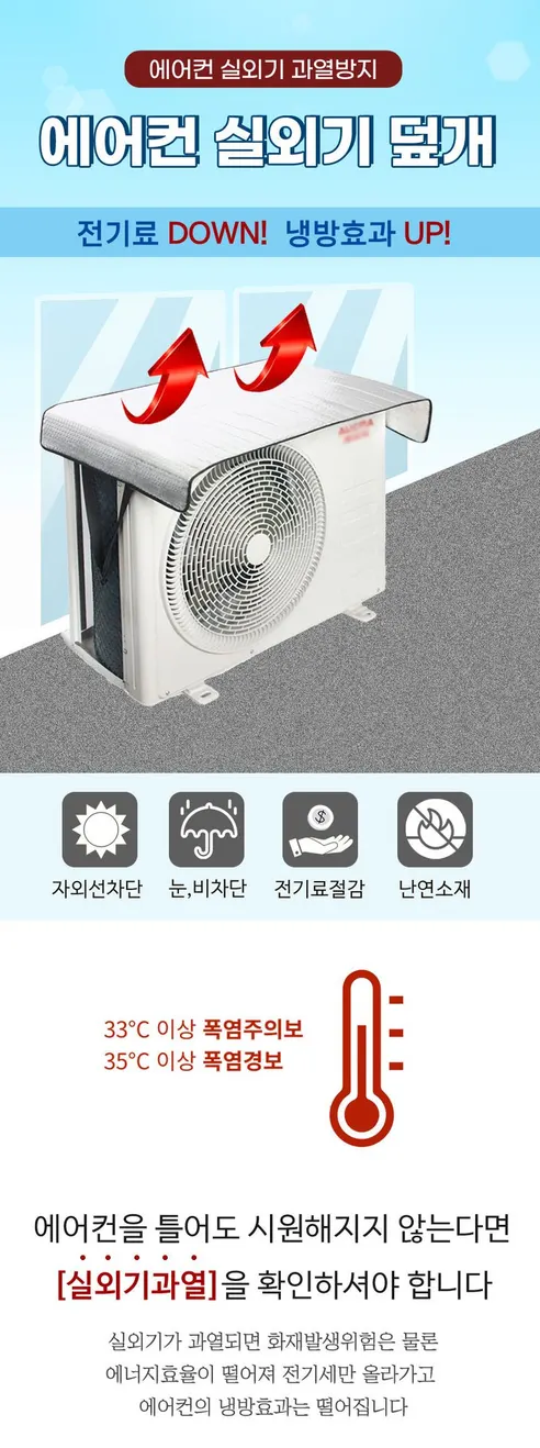 [난연 소재] 열차단 에어컨 실외기 덮개 (대형 사이즈), 3개 상세 이미지 1
