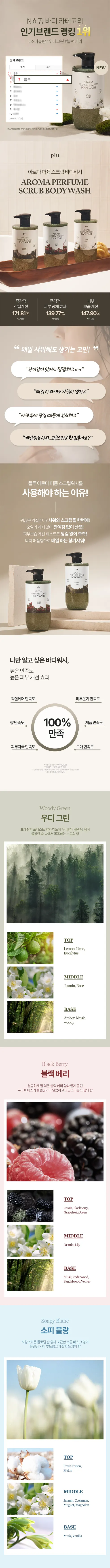 플루 아로마 퍼퓸 스크럽 바디워시, 소피블랑, 1000ml, 1개 상세 이미지 3
