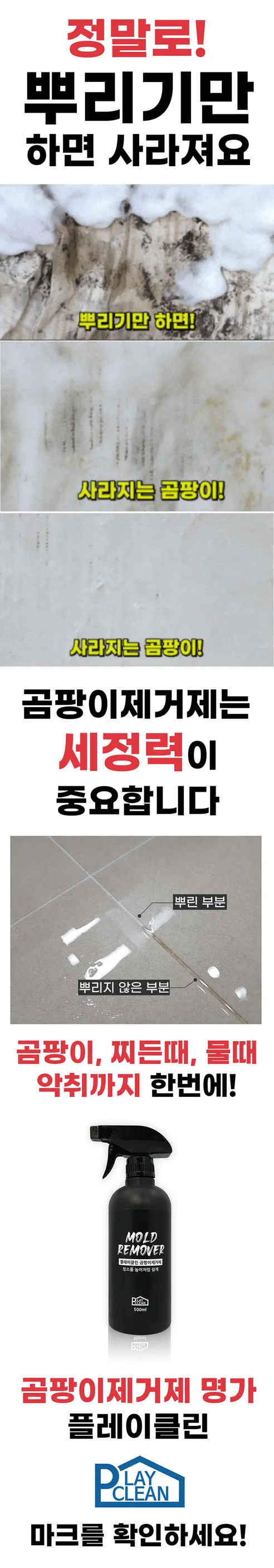 플레이클린 곰팡이제거제, 500ml, 1개 상세 이미지 1