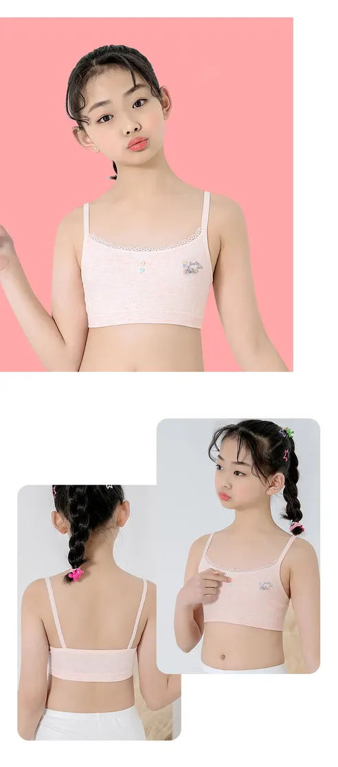 캡없는 여아 면스판 주니어 브라, 4종, L, 4개 상세 이미지 6