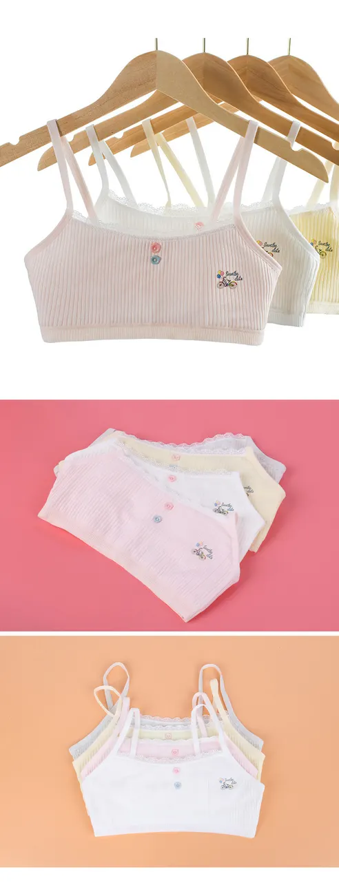 캡없는 여아 면스판 주니어 브라, 4종, L, 4개 상세 이미지 7