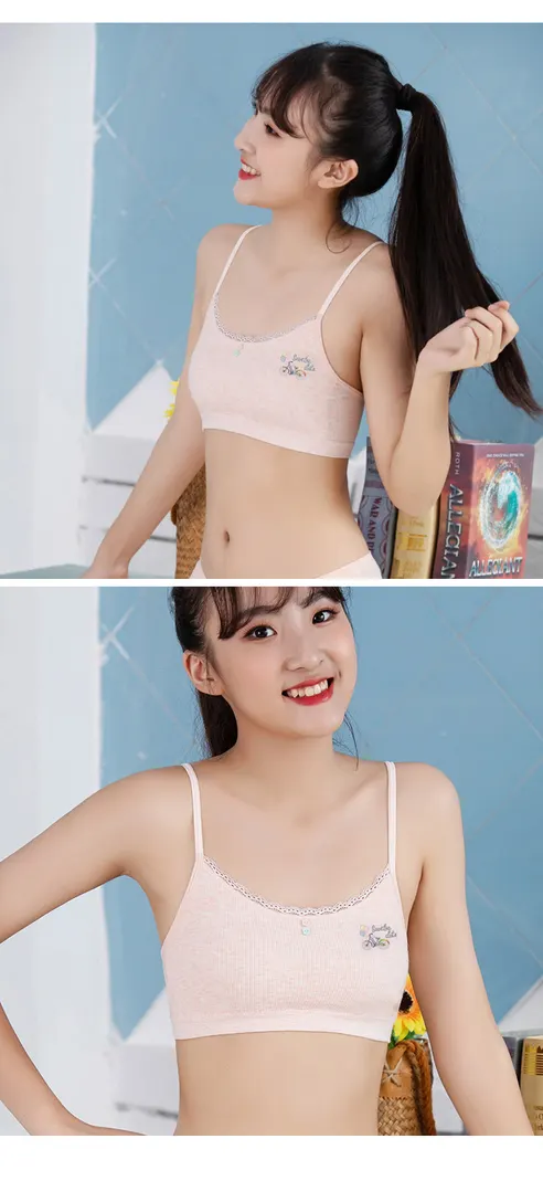 캡없는 여아 면스판 주니어 브라, 4종, L, 4개 상세 이미지 4