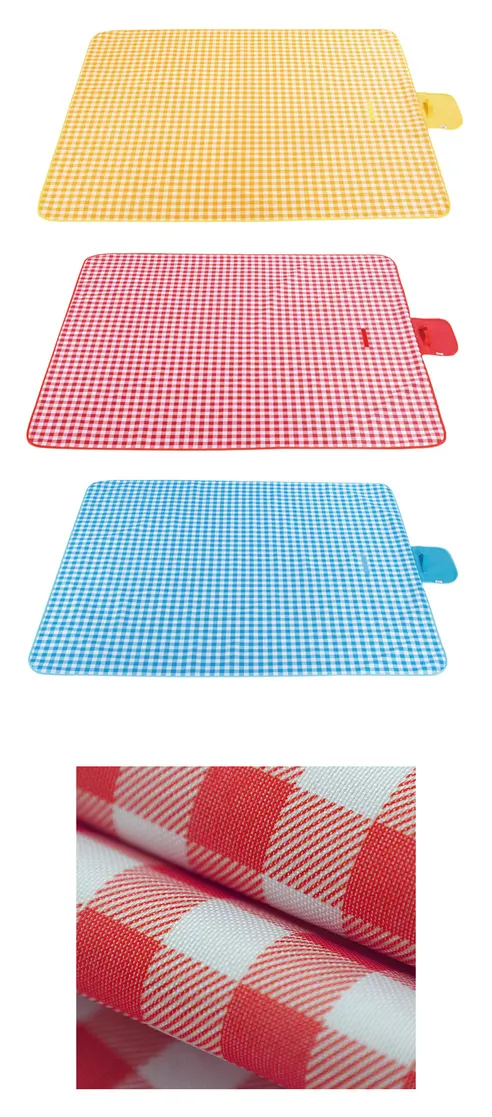 체크 피크닉 매트, 방수, 접이식, 가방 일체형, 옐로우, 대형, 200x200cm, 1개 상세 이미지 10