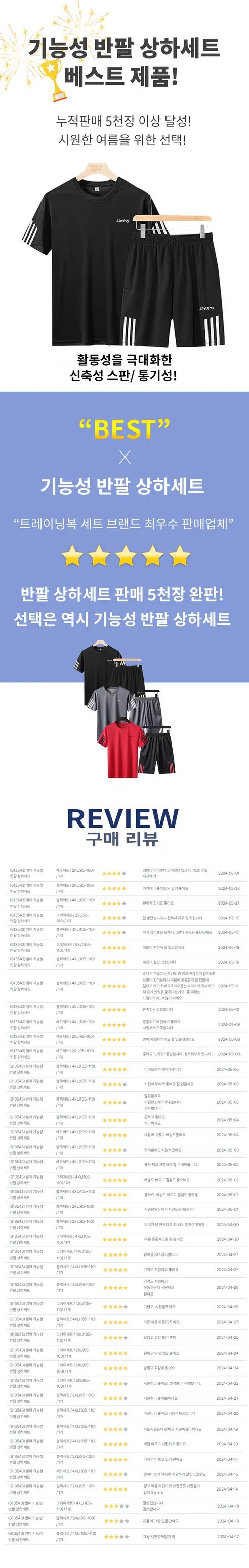 썸머 기능성 반팔 상하세트, 그레이, 2XL(95-100), 1세트 상세 이미지 1