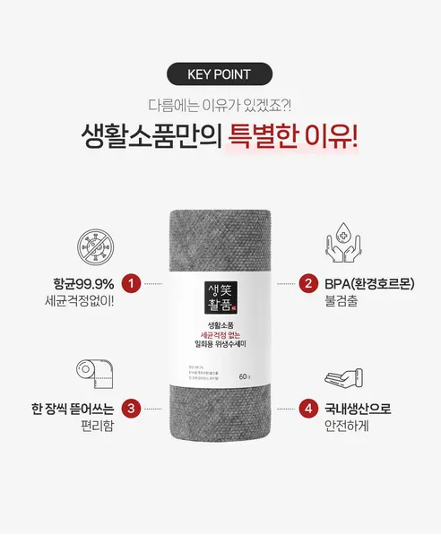 생활소품 일회용 위생수세미, 그레이, 60매, 4개 상세 이미지 2