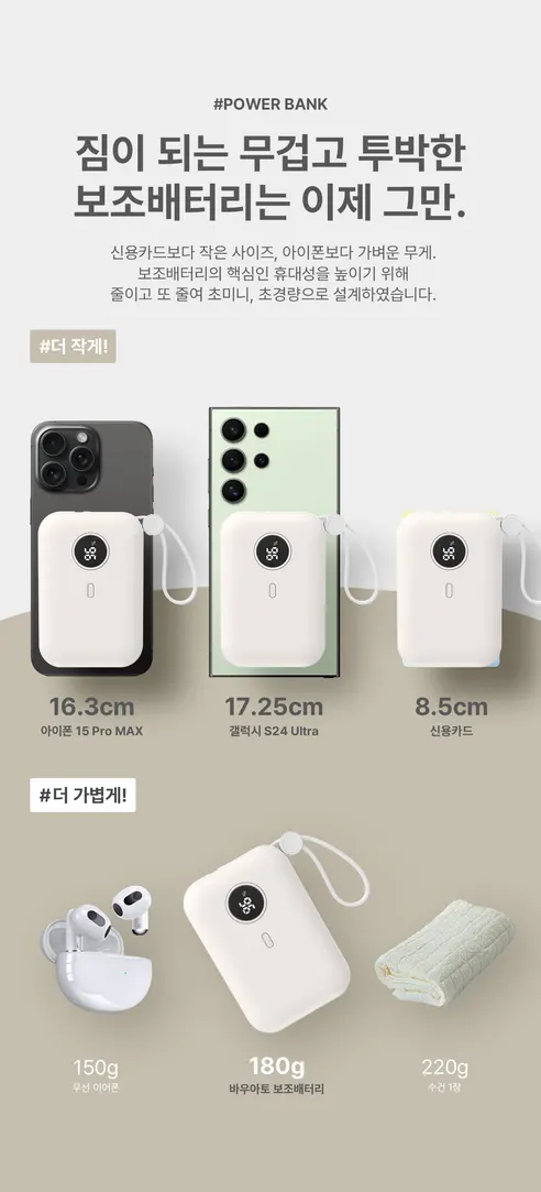 바우아토 올인원 보조배터리, 10000mAh , 블랙, 1개 상세 이미지 8