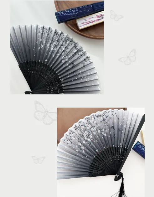 대나무 전통 접이식 부채, 홍매화, 2개 상세 이미지 10