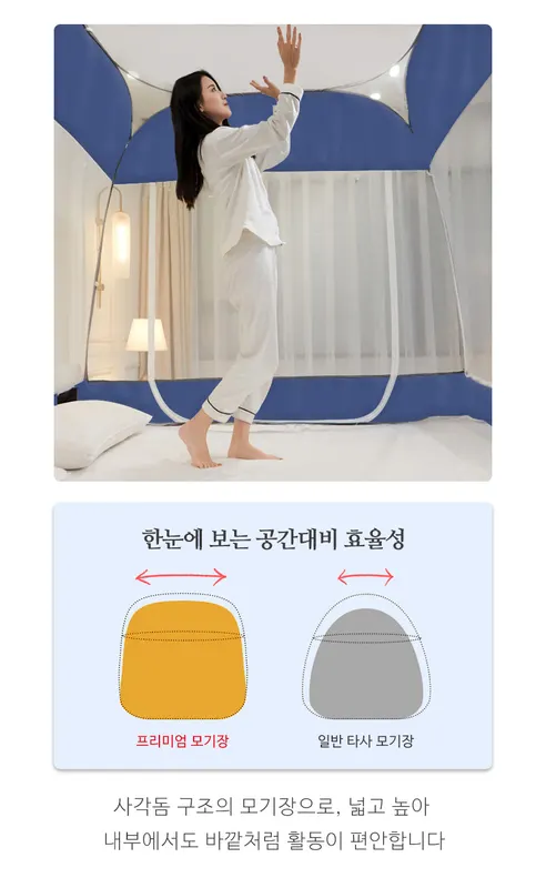 리퍼 원단이염 원터치 사각 침대 모기장 텐트, 핑크, 180cm, 1개 상세 이미지 10