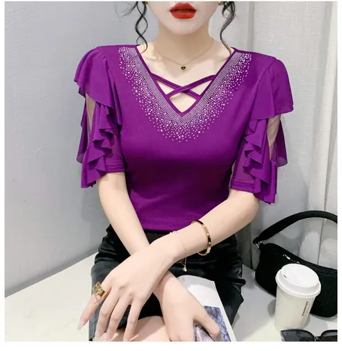여성 라인댄스복 상의, 블루, 2XL, 1개 상세 이미지 10