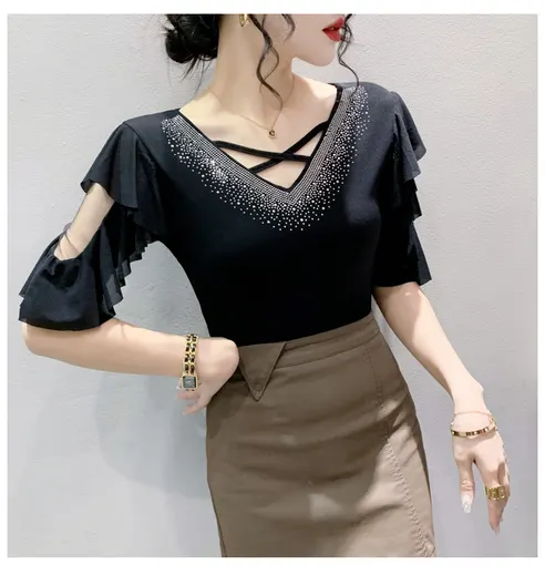 여성 라인댄스복 상의, 블루, 2XL, 1개 상세 이미지 15