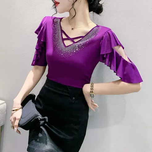 여성 라인댄스복 상의, 블루, 2XL, 1개 상세 이미지 13