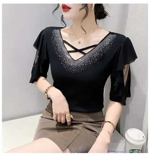여성 라인댄스복 상의, 블루, 2XL, 1개 상세 이미지 16