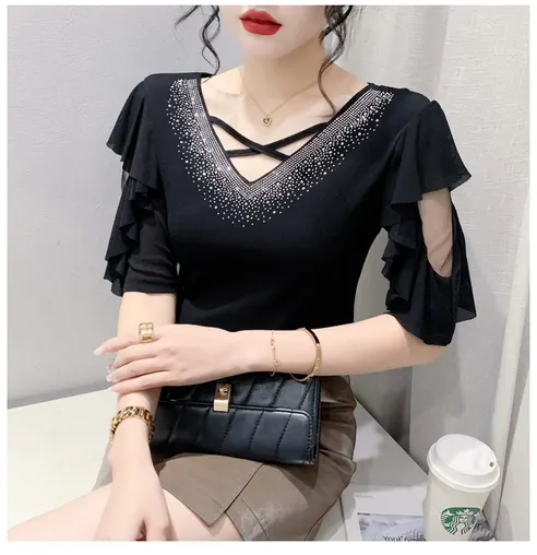 여성 라인댄스복 상의, 블루, 2XL, 1개 상세 이미지 17