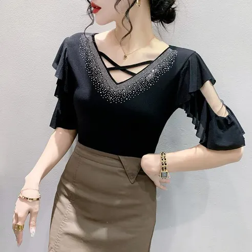 여성 라인댄스복 상의, 블루, 2XL, 1개 상세 이미지 18