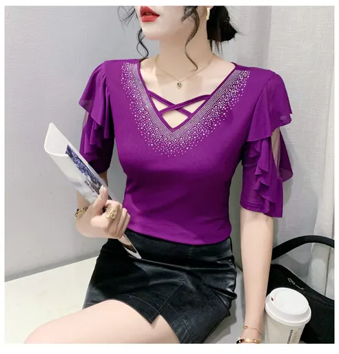 여성 라인댄스복 상의, 블루, 2XL, 1개 상세 이미지 12