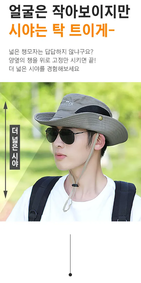 내셔널 측면 메쉬 남녀공용 등산모자, 블랙, 1개 상세 이미지 4