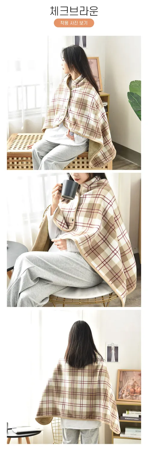 체크 똑딱이 담요, 체크 그레이 1개 + 체크 브라운 1개, 2개 상세 이미지 11