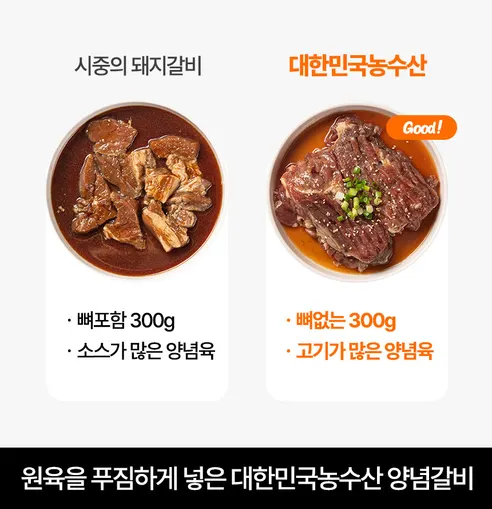 대한민국농수산 뼈없는 한돈 양념갈비, 300g, 4팩 상세 이미지 12