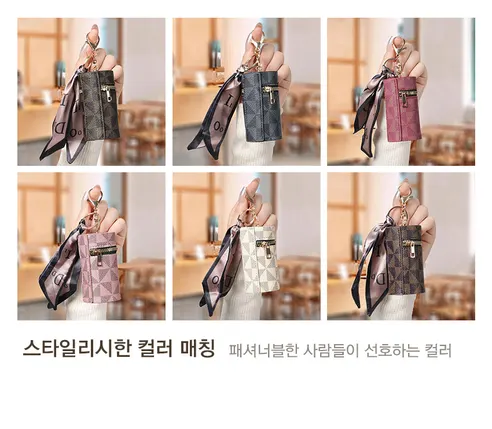 스카프 포인트 미니백 키링, 핑크, 1개 상세 이미지 10