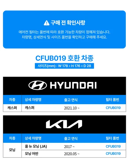 블루헤파 차량용 에어컨 필터, CFUB008, 3개 상세 이미지 36