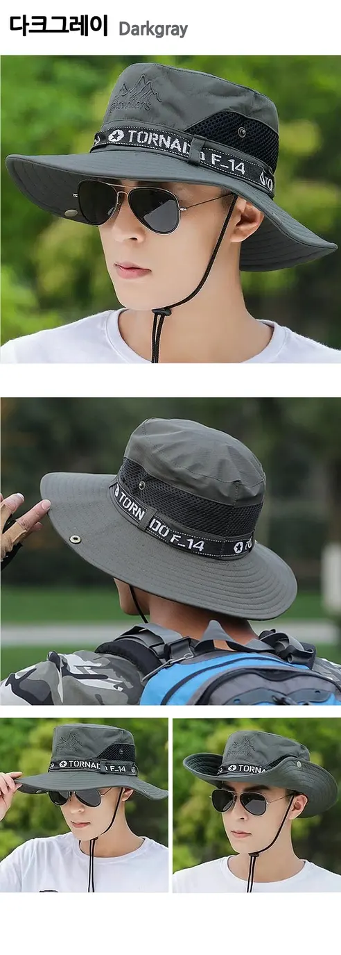옴미 마운틴14 등산 자외선차단 벙거지 F14, 다크그린, 59Cm, 1개 상세 이미지 4