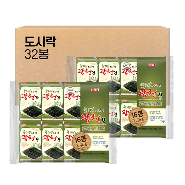 삼육김 들기름으로 구운 광천김 도시락김, 4g, 32봉 상품 이미지