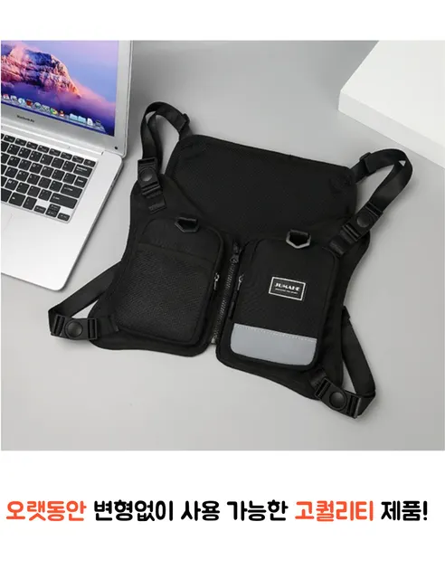 오토바이 배달조끼 지퍼형 라이더 반사 멀티포켓, 블랙, One Size, 1개 상세 이미지 20